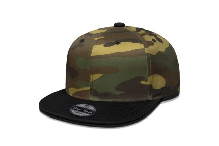 Gorra Tanke De Algodón, Frente Camuflaje Verde Militar, Visera Negro, Trasero Camuflaje Verde Militar