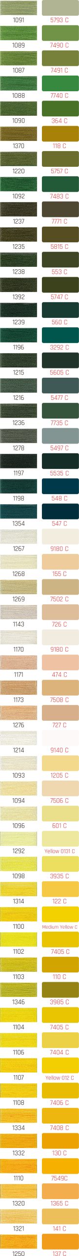Colores Hilos Pantones