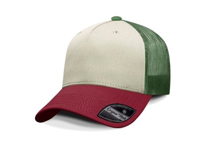 Gorra Artilleria, Frente Hueso, Visera Rojo Cereza, Trasero Verde Musgo