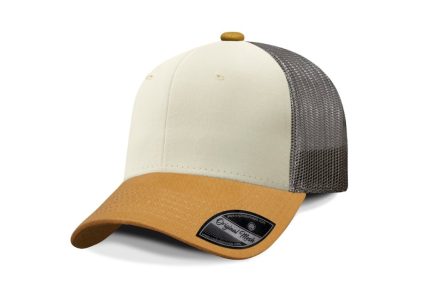 Gorra Pólvora, Frente Hueso, Visera Amarillo Trigo, Trasero Gris Obscuro
