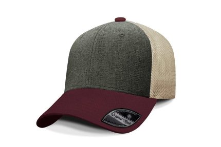 Gorra Pólvora, Frente Gris Obscuro Jaspe, Visera Vino, Trasero Arena