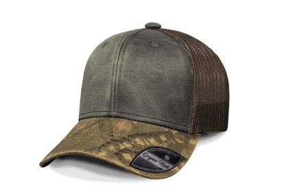 Gorra Bunker, Frente Café, Visera Camuflaje Selva, Trasero Café